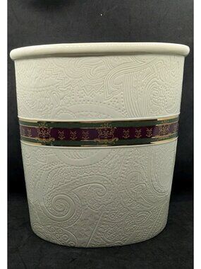 Vtg Croscill Dover Manor Porcelain elegant Waste basket trash can bin oval 10.3"